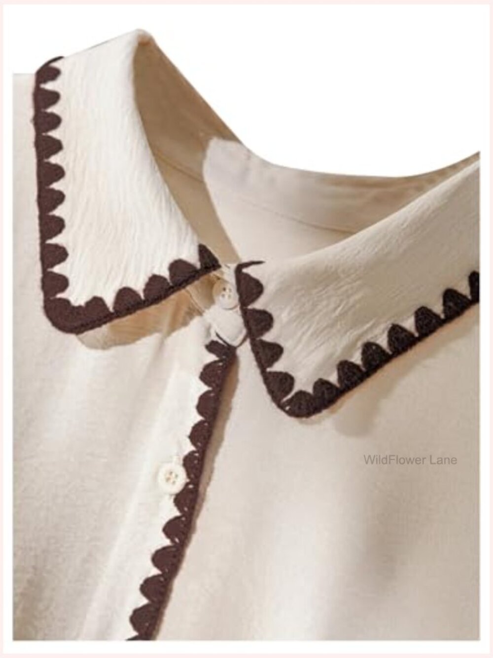 Plus Size Button Down Dressy Blouse Contrast Trim Work Top - Picture 4 of 6